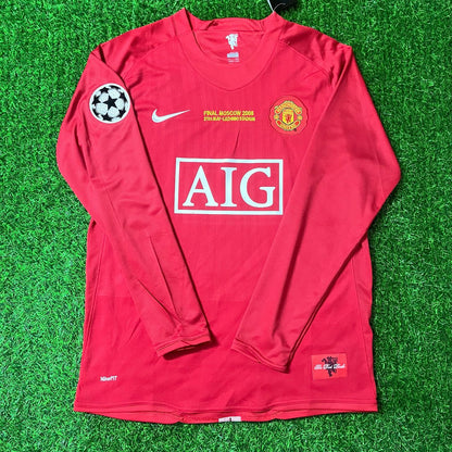 Wayne Rooney 10 Manchester United 2008 Champions Leage Final Moscow Retro Long Sleeve Jersey Soccer Shirt