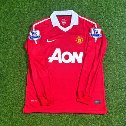 Wayne Rooney Manchester United 2010-2011 Long Sleeve Retro Home Football Jersey