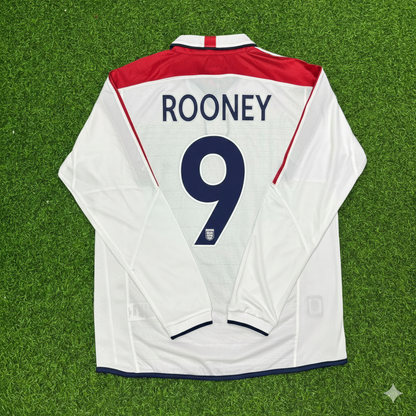 Wayne Rooney EURO 2004 Long Sleeve Home Retro Football Jersey
