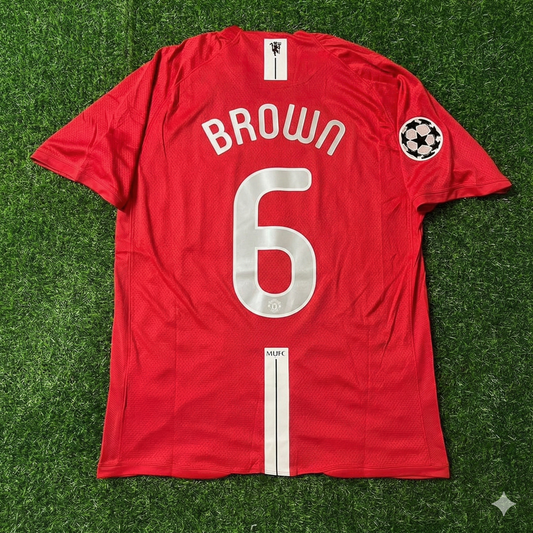 Wes Brown Manchester United 2007 2008 EPL Retro Rotes Trikot