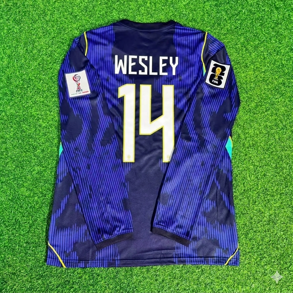Wesley 14# Brazil 2026 World Cup Sleeve Blue Away Jersey Trikot