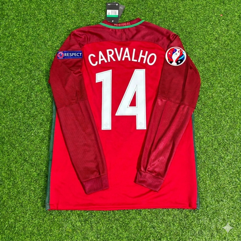 William Carvalho 14- Portugal EURO 2016 Final Long Sleeve Retro Football Jersey