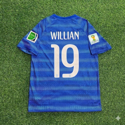 Willian 19- 2014 World Cup Retro Blue Jersey Trikot
