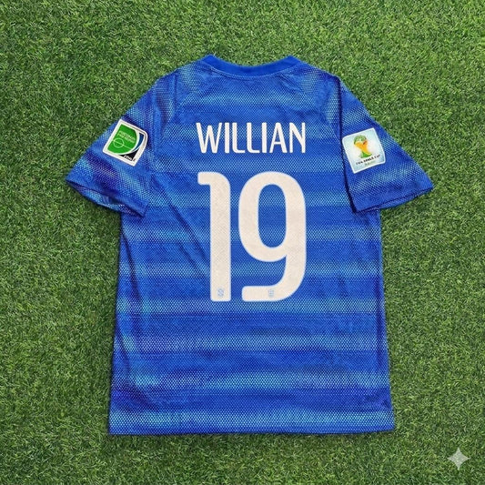 Willian 19- 2014 World Cup Retro Blue Jersey Trikot
