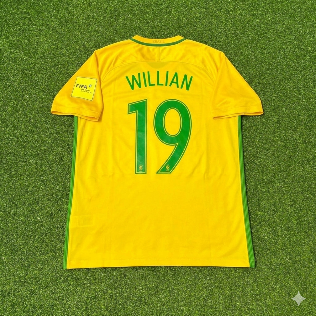 Willian #19 Brazil 2018 World Cup Home Football Jersey