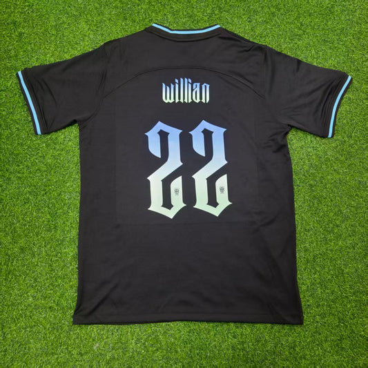 Willian Brazil Black Retro Football Jersey Kit