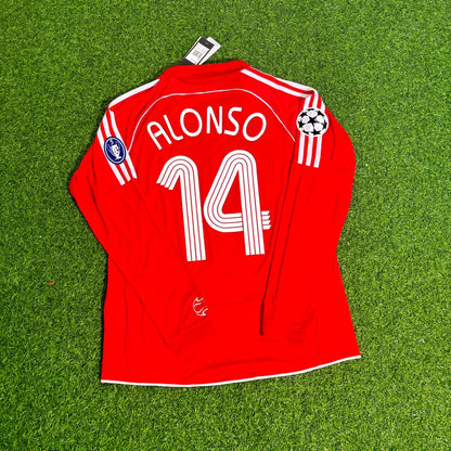 Xabi Alonso 14 – Liverpool 2007 Athens Champions League Final Retro Kit Jersey Trikot Maillot Soccer Shirt