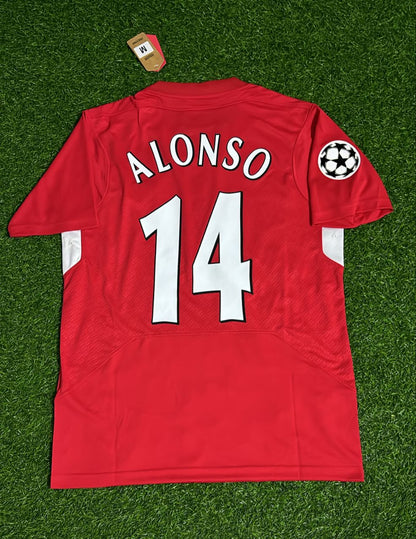 Xabi Alonso 14 – Liverpool 2005 Champions League Final Red Retro Jersey Trikot Soccer Shirt