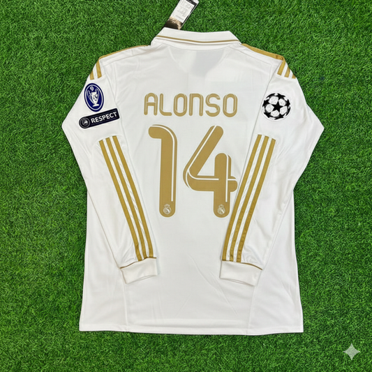 Xabi Alonso 14- Real Madrid 2011-2012 White Long Sleeve Jersey Soccer Shirt