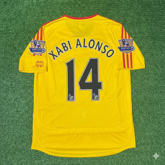 Xabi Alonso Liverpool 2006/2007 Gelbes Retro-Fußballtrikot