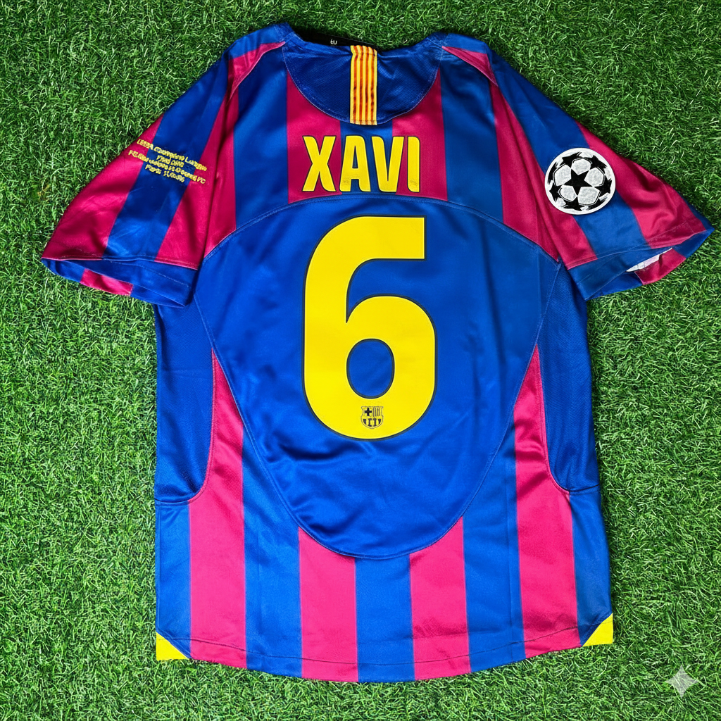 Xavi Hernandez Barcelona 2006 Final Retro Short Sleeve Football Jersey