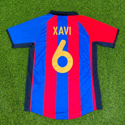 Xavi Hernandez 6 – Barcelona 2001/2002 Home Retro Kit Jersey Trikot Maillot Soccer Shirt