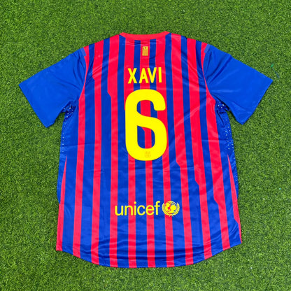 Xavi Hernandez Barcelona 2011/2012 Retro Home Football Jersey