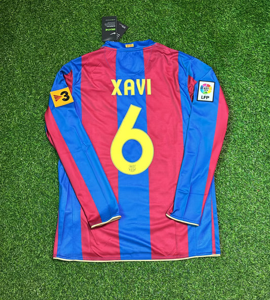 Xavi Hernandez Barcelona 2007 Retro Football Jersey
