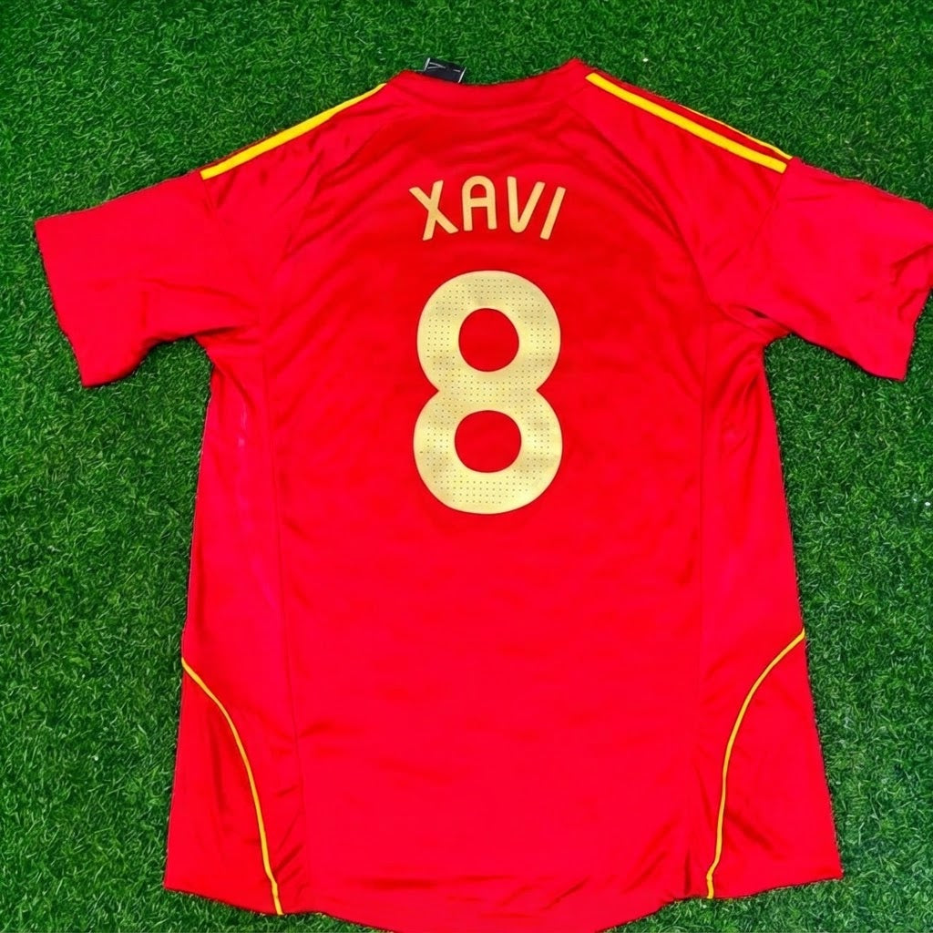 Xavi #8 Spain EURO 2008 Red Home Retro Football Jersey