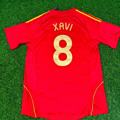 Xavi #8 Spain EURO 2008 Red Home Retro Football Jersey