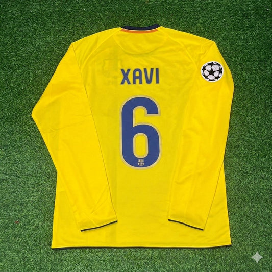 Xavi Hernandez FC Barcelona 08/09 Season Yellow Away Retro Jersey Trikot Soccer Shirt