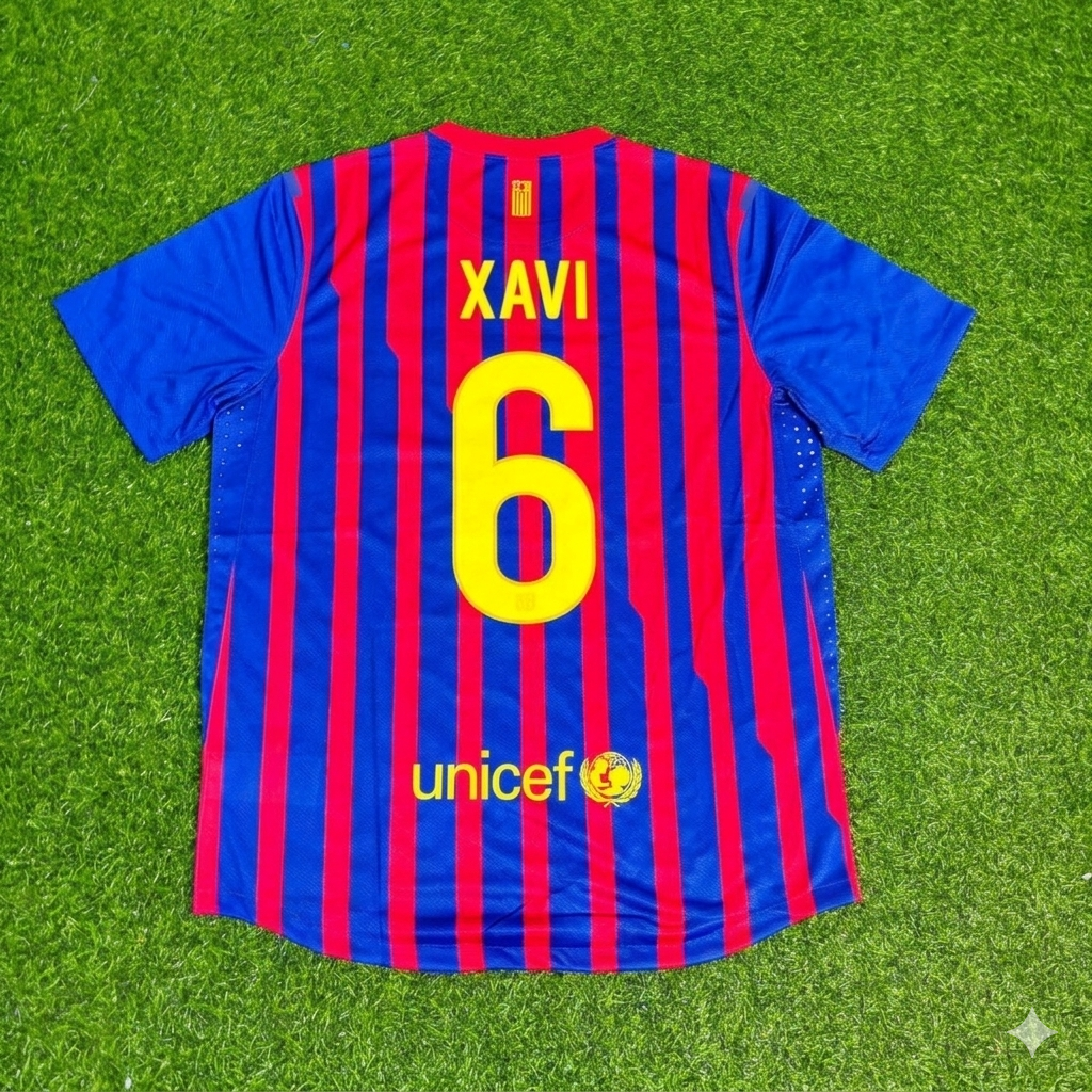 Xavi Hernandez Barcelona 2011/2012 Retro Home Football Jersey