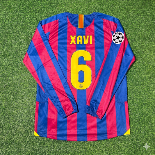 Xavi Hernandez Barcelona 2006 Final Retro Football Jersey
