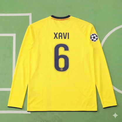 Xavi Hernandez FC Barcelona 08/09 Season Yellow Away Retro Jersey Trikot Soccer Shirt