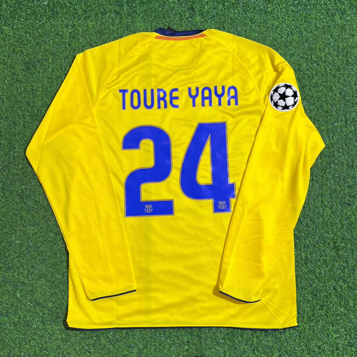 Yaya Toure FC Barcelona 08/09 Season Yellow Away Retro Jersey Trikot Soccer Shirt
