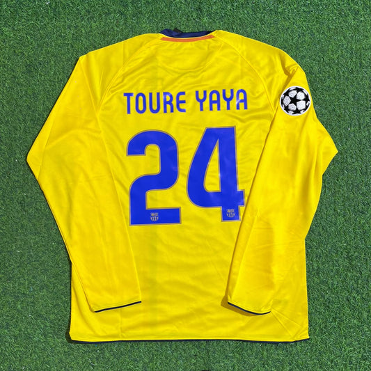 Yaya Toure FC Barcelona 08/09 Season Yellow Away Retro Jersey Trikot Soccer Shirt