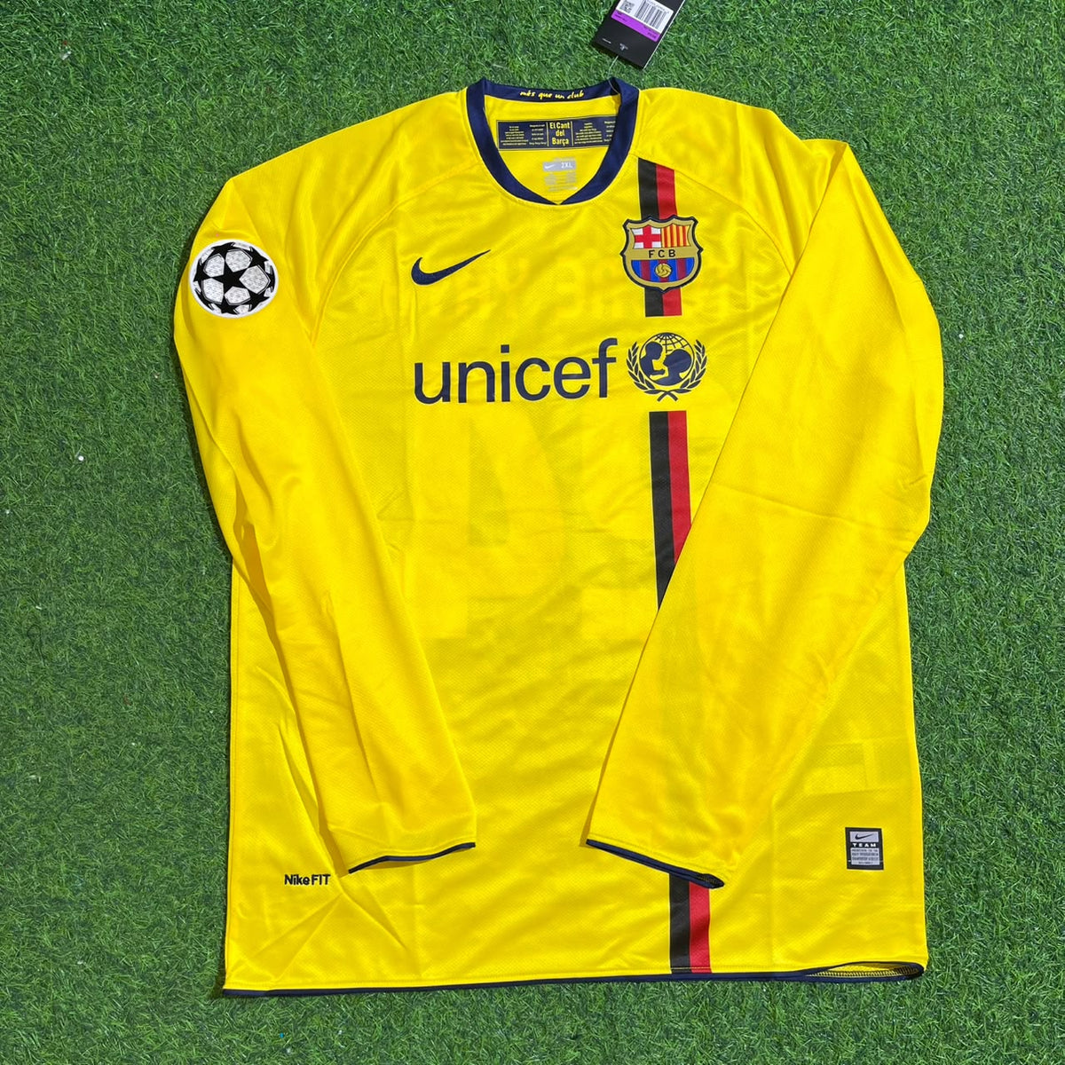 Yaya Toure FC Barcelona 08/09 Season Yellow Away Retro Jersey Trikot Soccer Shirt