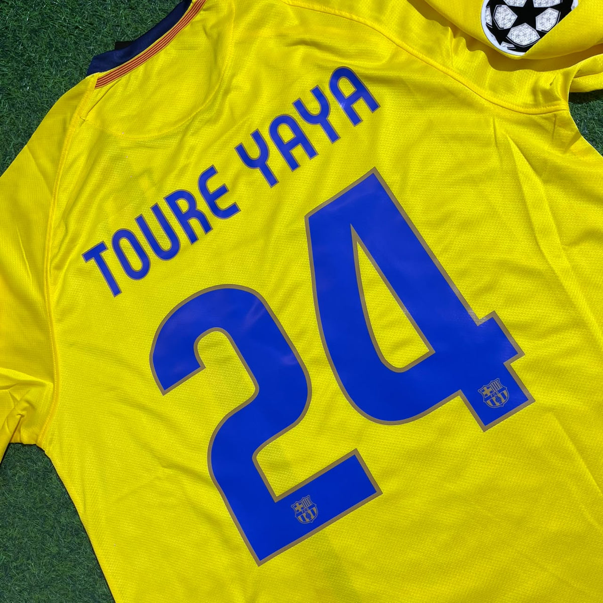 Yaya Toure FC Barcelona 08/09 Season Yellow Away Retro Jersey Trikot Soccer Shirt