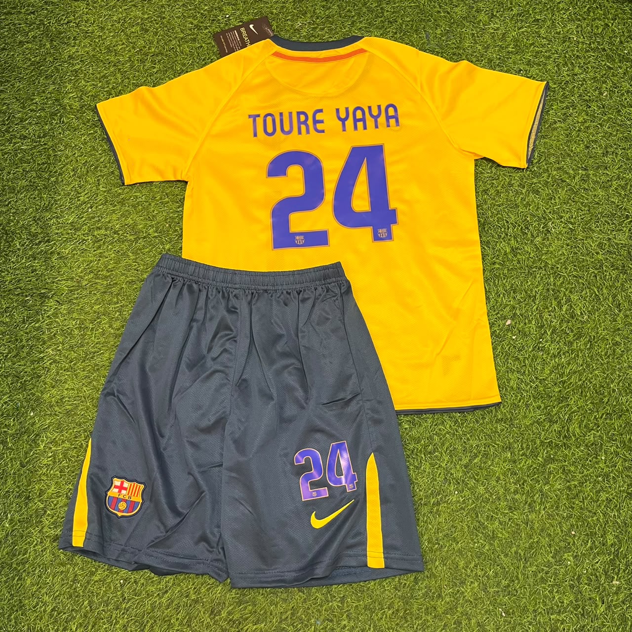 Yaya Touré Barcelona 2008-2009 Yellow Kids Retro Football Jersey