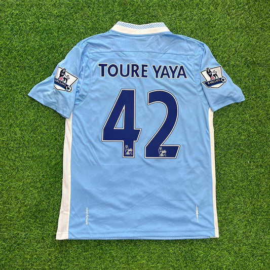 Yaya Toure 42 Manchester City 2011/12 Home Kit Blue Retro Jersey Trikot Jersey Maillot Soccer Shirt