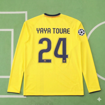 Yaya Toure FC Barcelona 08/09 Season Yellow Away Retro Jersey Trikot Soccer Shirt