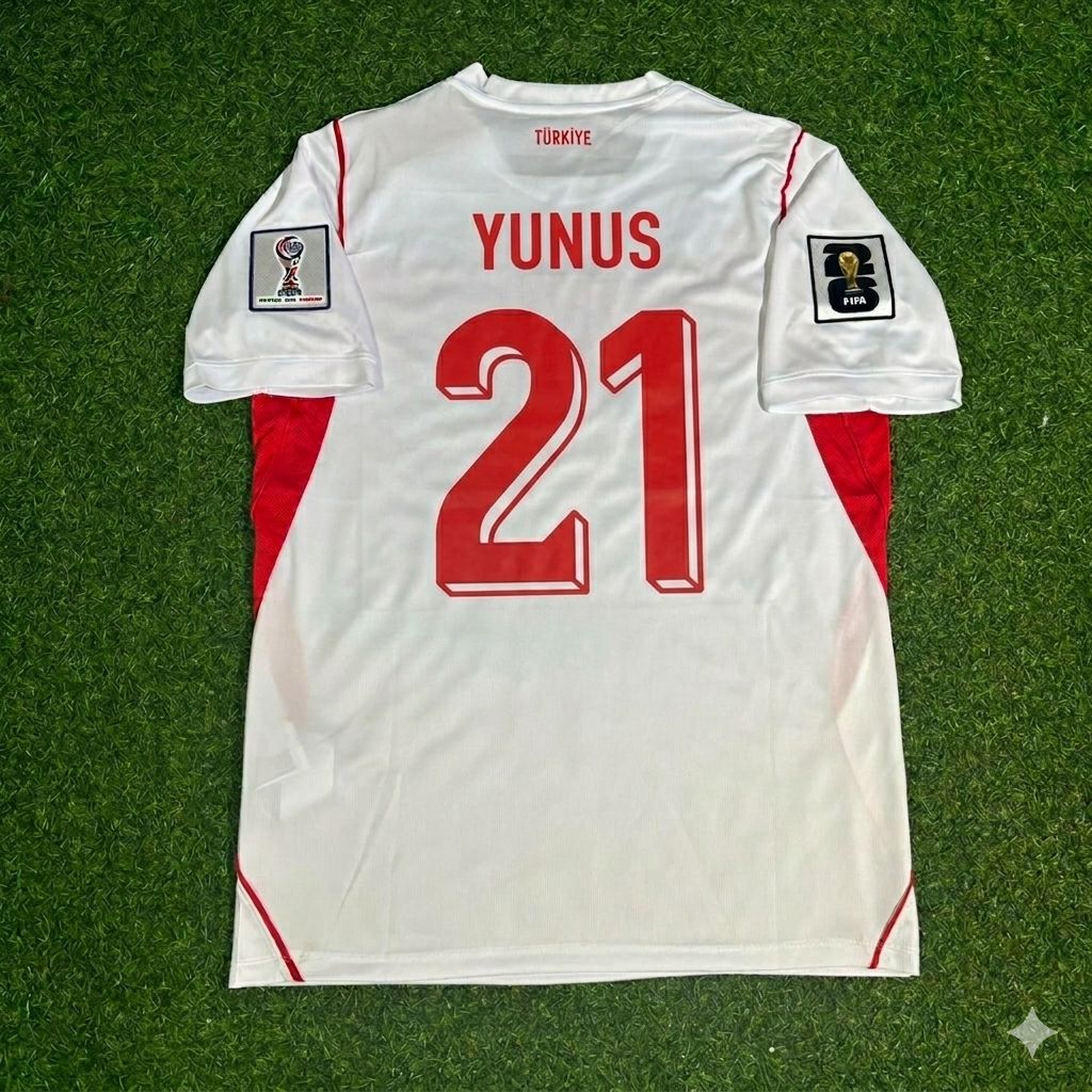 Yunus Akgün #21 Turkey Türkiye - World Cup 2026 -Away White - Jersey Trikot - Maillot Maglia