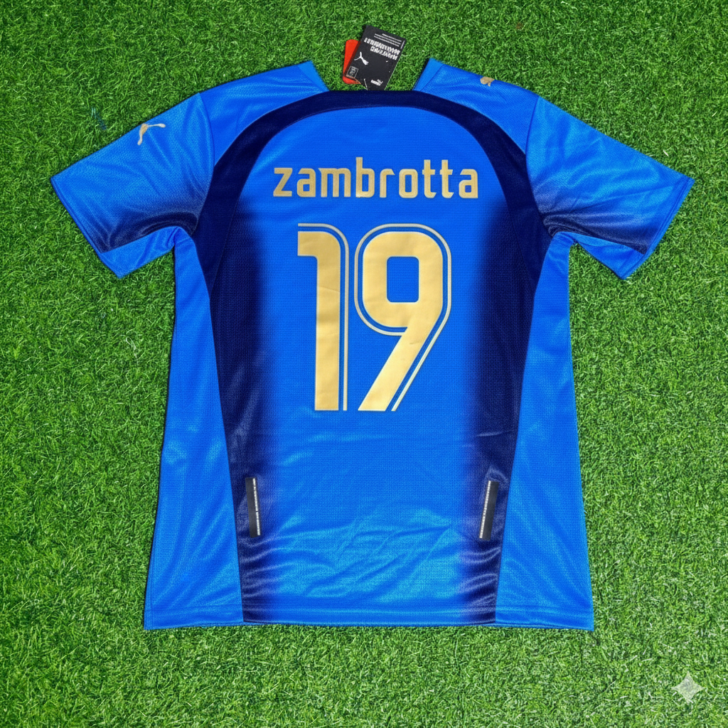 Gianluca Zambrotta 19 - Italy 2006 World Cup Final Retro Jersey Maillot Trikot Maglia Soccer Shirt