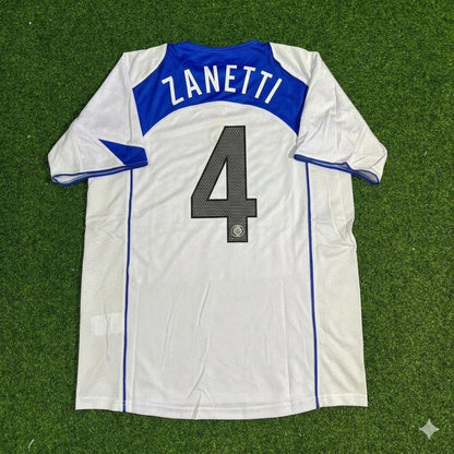 Javier Zanetti Inter Milan 2004-2005 Retro White Football Jersey