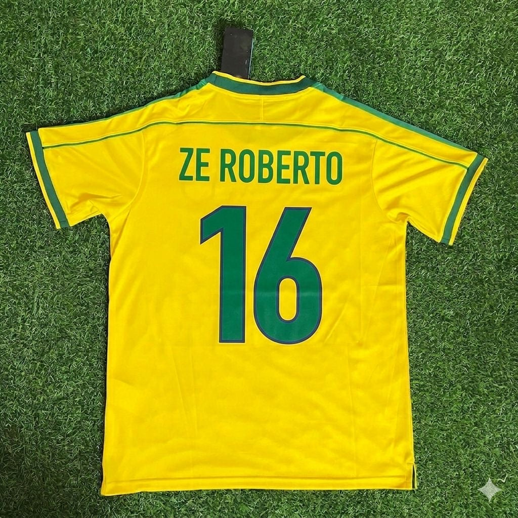 Zé Roberto #16 Brazil 1998 World Cup Retro Jersey Soccer Shirt