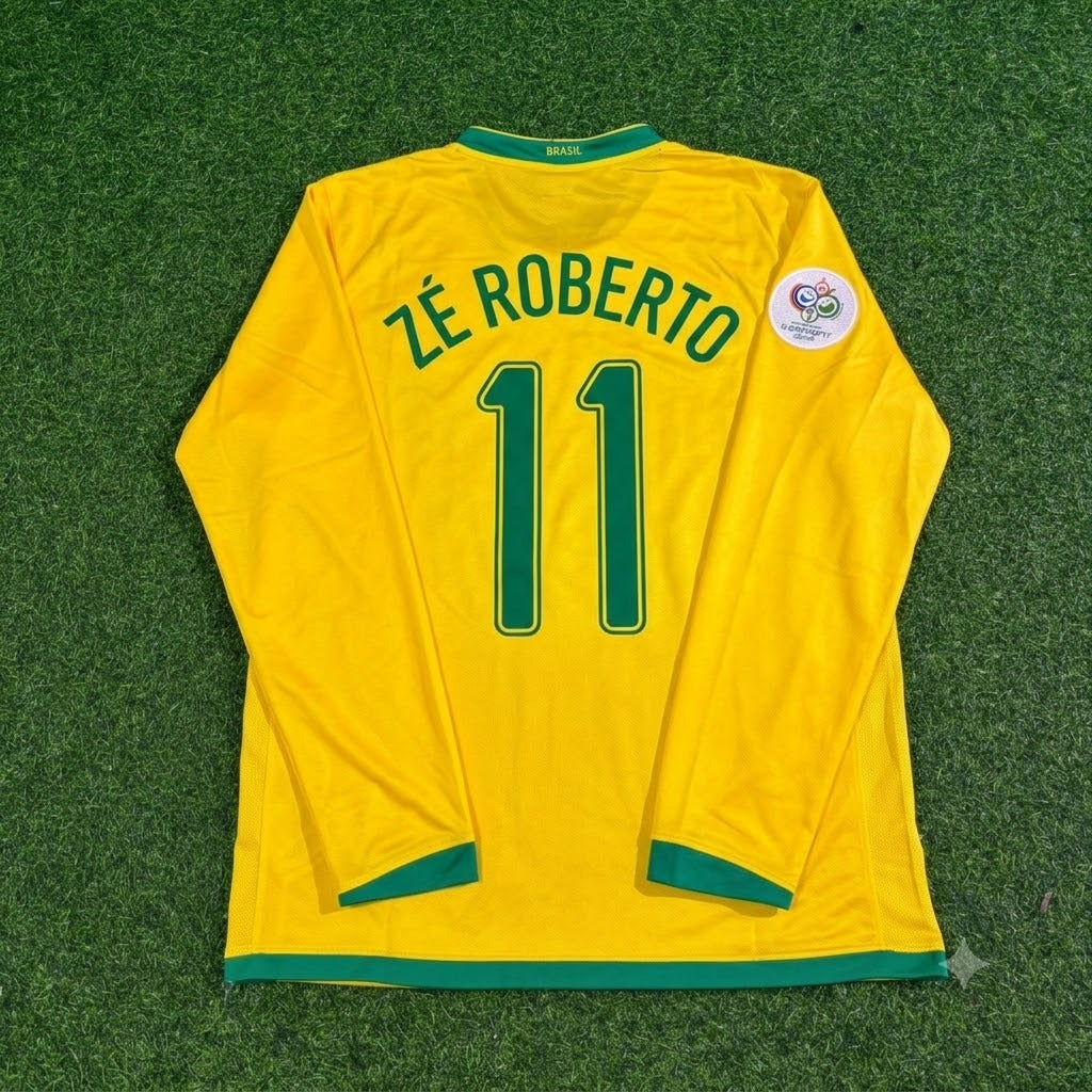 Ze Roberto #11 Brazil 2006 World Cup Long Sleeve Football Jersey