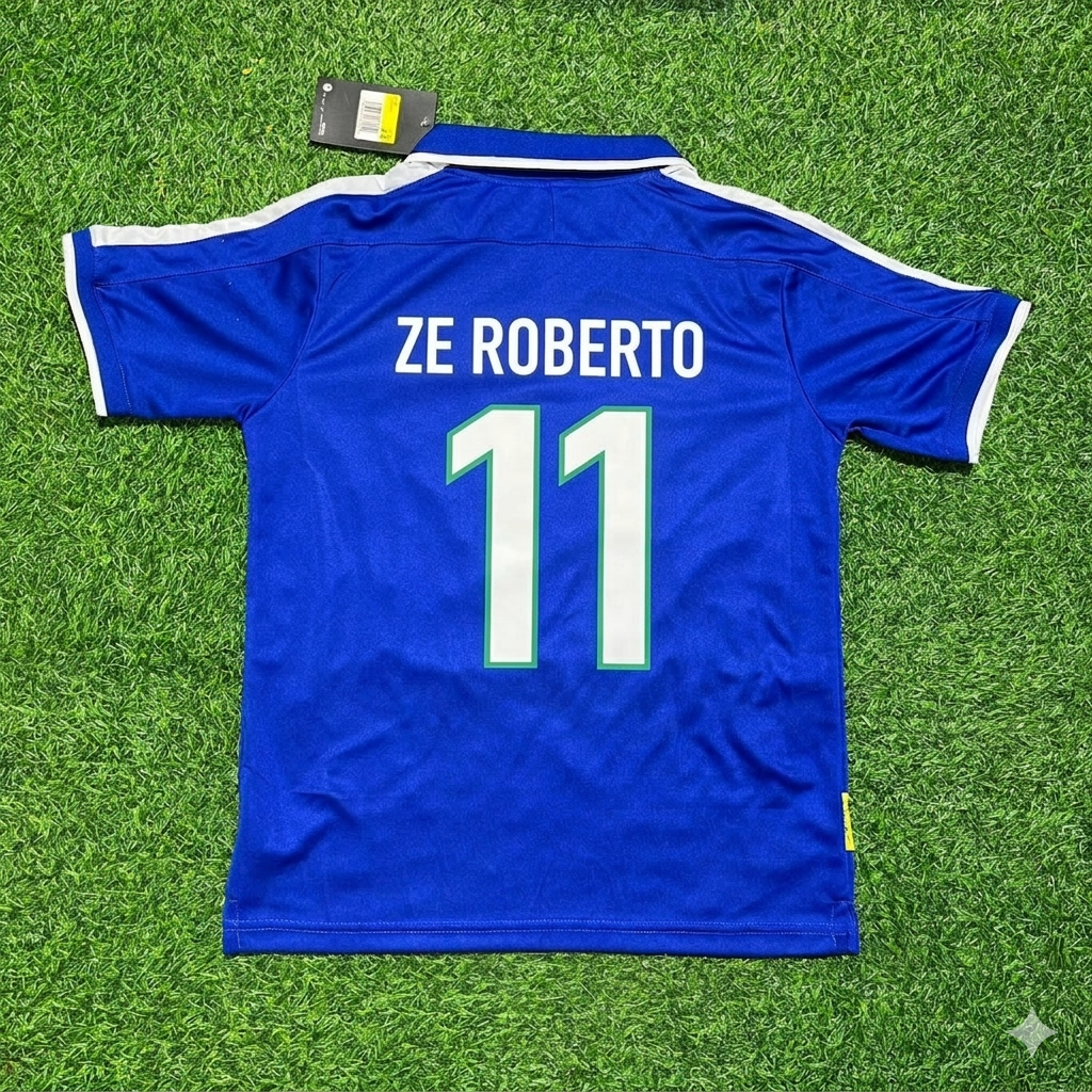 Ze Roberto Brazil Blue Retro Football Jersey