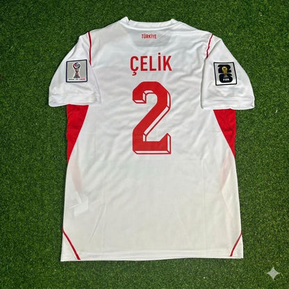 Zeki Çelik #2 Turkey Türkiye- World Cup 2026 - Away White - Jersey Trikot - Maillot Maglia