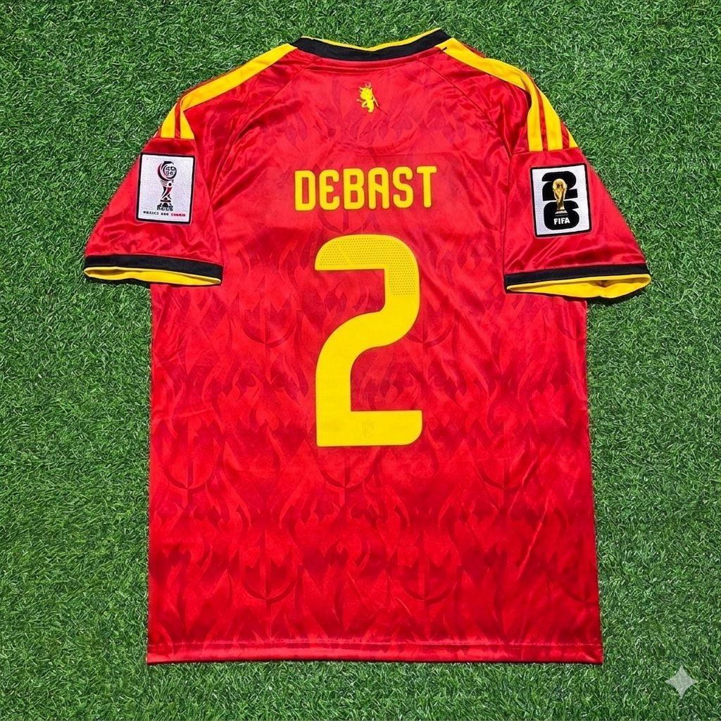Zeno Debast #2 Belgium 2026 World Cup Home Jersey