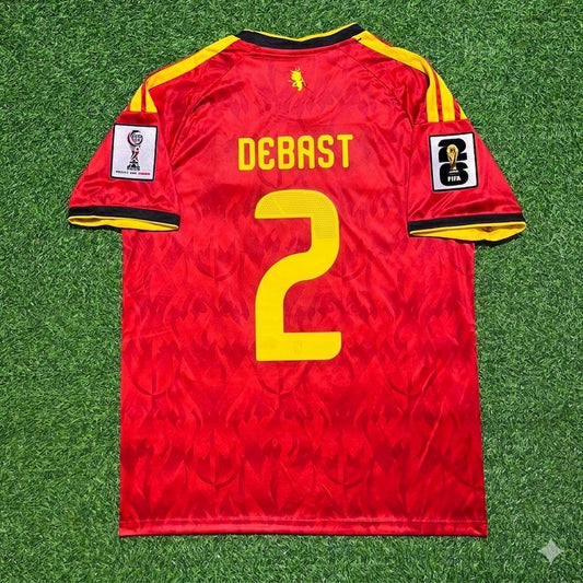 Zeno Debast #2 Belgium 2026 World Cup Home Jersey
