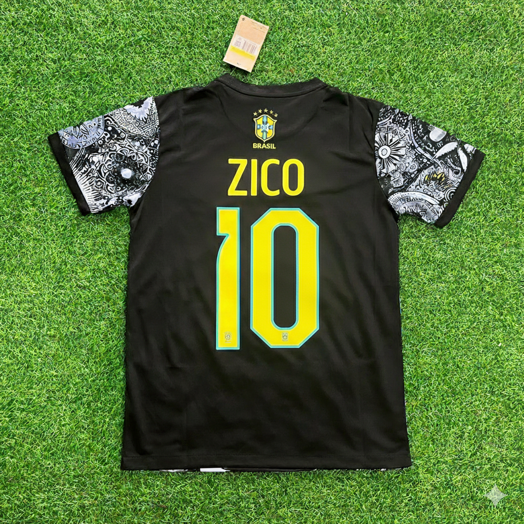 Zico Brazil Iconic Retro Football Jersey Trikot Maglia Soccer Shirt