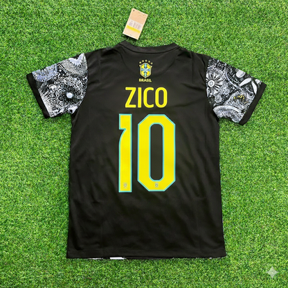 Zico Brazil Iconic Retro Football Jersey Trikot Maglia Soccer Shirt