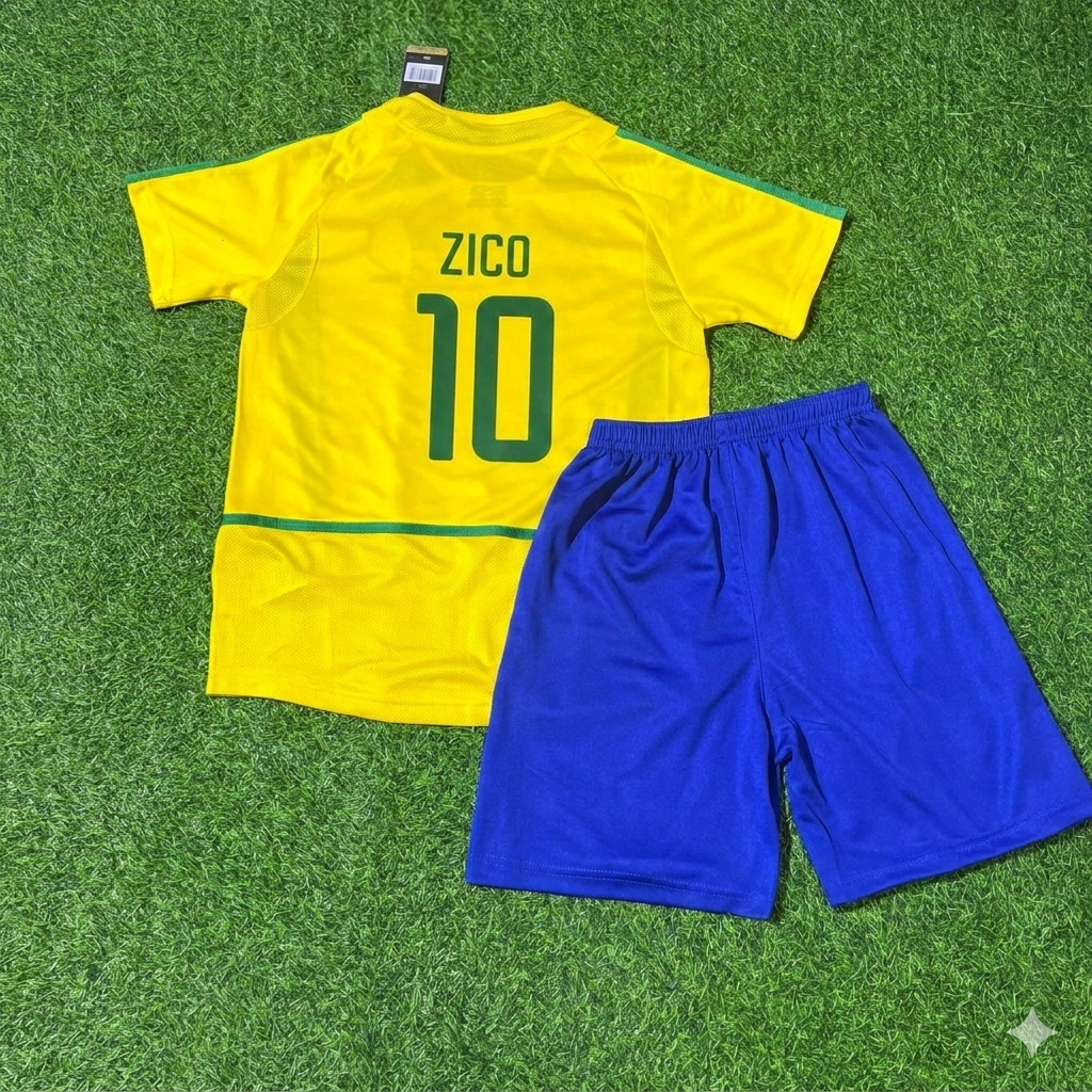 Zico 10- Brazil Retro Kids Football Jersey