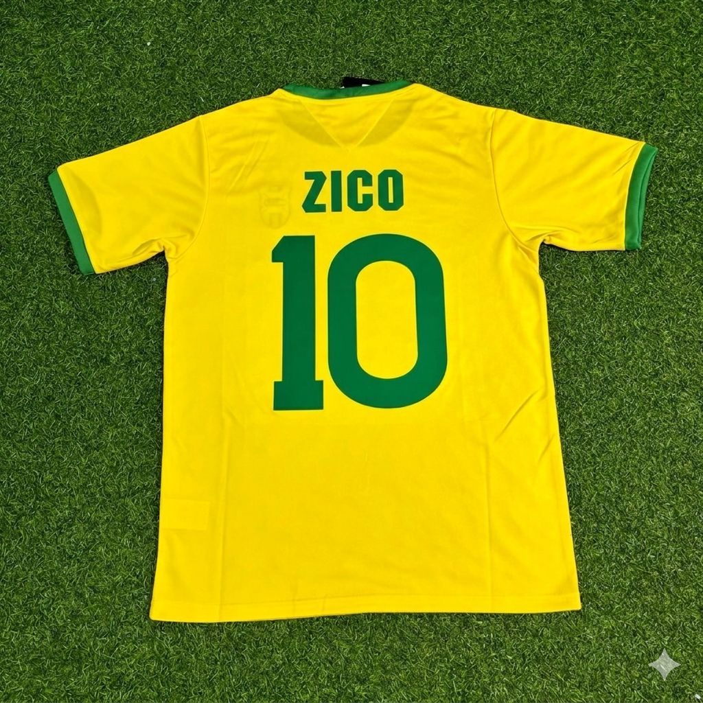 Zico Brazil Retro Home Football Jersey Trikot Maillot