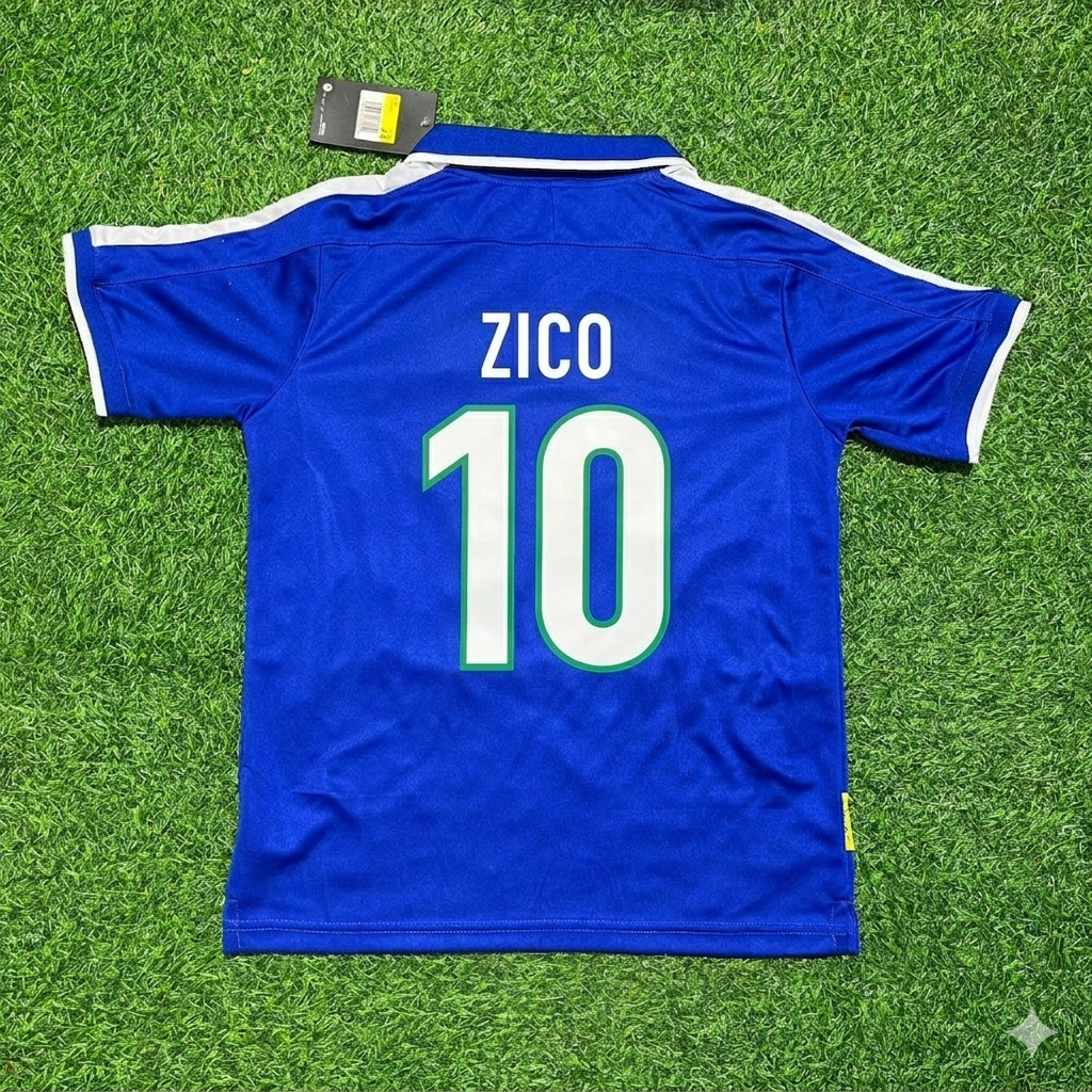 Zico Brazil Blue Retro Football Jersey