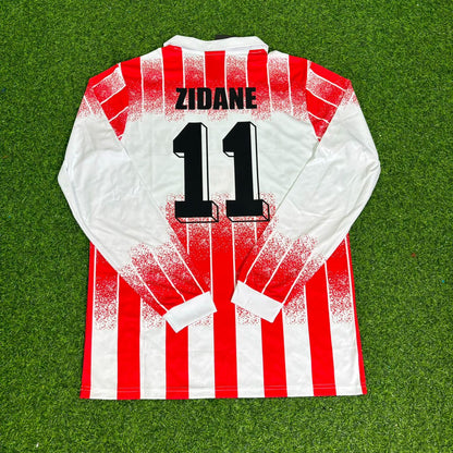 Maillot de football rétro à manches longues Zinedine Zidane Cannes numéro 11 1990/1992
