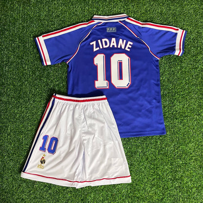 Zinedine Zidane France 1998 Home Kids Kit – Kit Jersey for Children – | KinderTrikot | Maillot Enfant Soccer Shirt