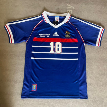 Zinedine Zidane France 1998 World Cup Retro Football Jersey Maillot Trikot Soccer Shirt