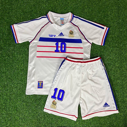 France 1998 Away Zidane Kids Kit – Kit Jersey for Children – | KinderTrikot | Maillot Enfant Personnalisable Soccer Shirt