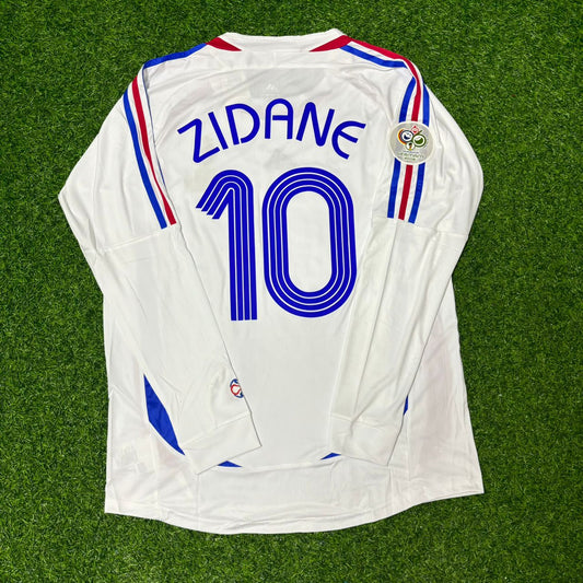 Zinedine Zidane France 2006 World Cup Final Long Sleeve White Retro Kit